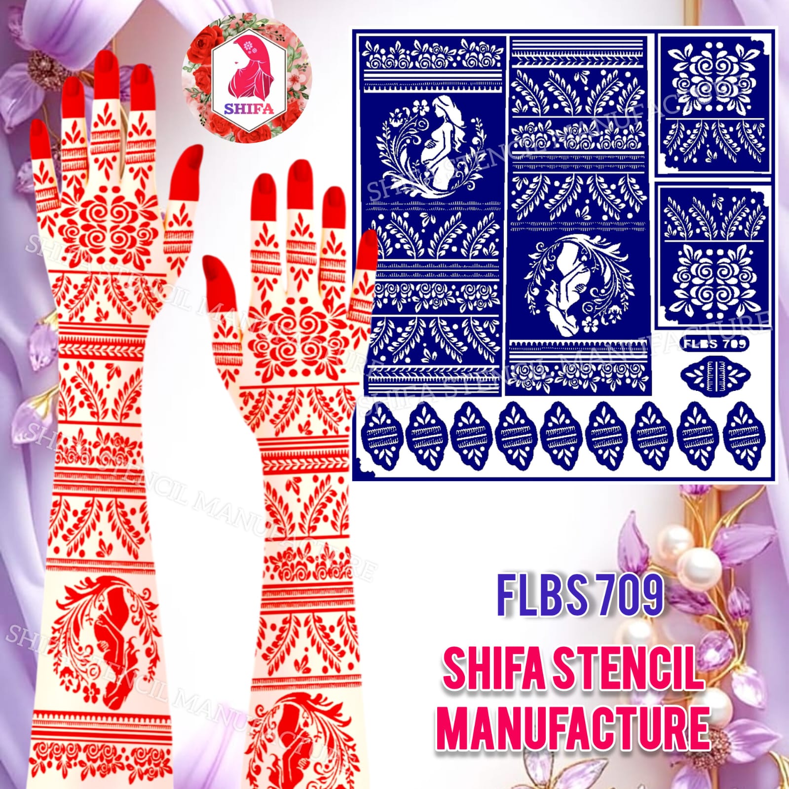 FLBS 709 Baby Blessing Theme Art Sticker overview Henna Stencil - Shifa Stencil